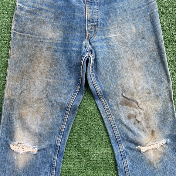 VTG 70s Levi’s Big E Orange Tab Bell Bottom Jeans Men’s 32x29 Distressed - Picture 11 of 13